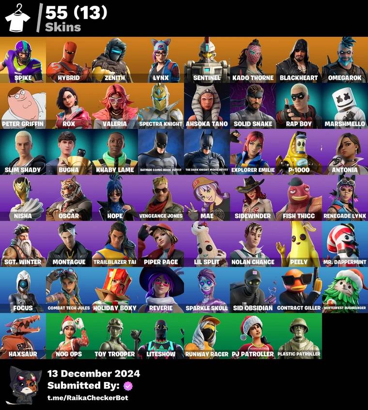 [PC//PSN]  55 skins | Spike | Hybrid | Zenith | Lynx | Sentinel | Kado Thorne | Blackheart | Omegarok | 850 VB  #FN266