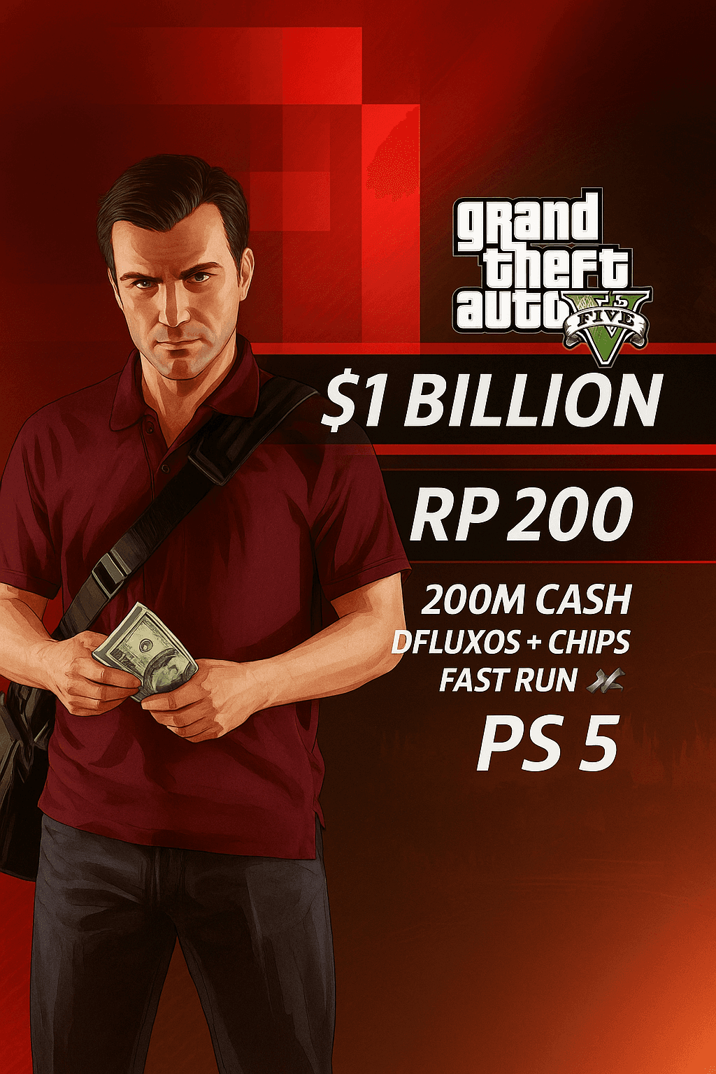 💥【PS5】💰 1 Billion in (200M Cash + Casino Chips + Deluxo)  🚙 Level 200 🎮 Fast Run 🎮 Max Stats 🎮 Full Access | Swift Delivery